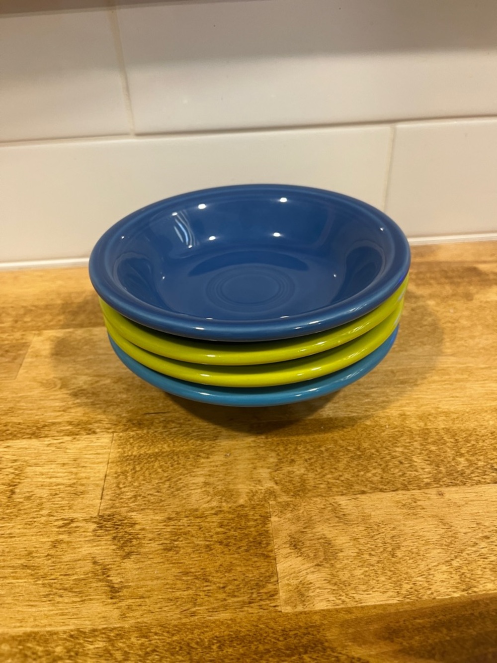 Fiestaware Blue and Lime Nesting Ceramic Bowls - Set of 4